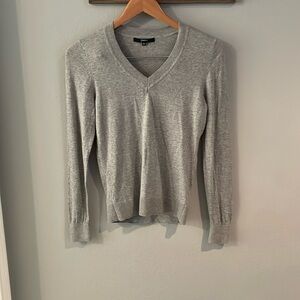 Quince Gray V-Neck Sweater Cotton Cashmere Blend XS
